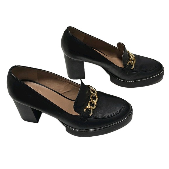 Naturalizer Callie-Moc Black Leather Block Heel Women's Loafers Swing Size 9.5M - Picture 6 of 10